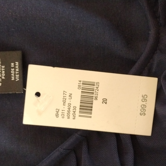 Lane Bryant Navy Blue Ruched V Neck Sleeveless Dress 20 - Picture 8 of 13